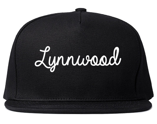 Lynnwood Washington WA Script Mens Snapback Hat Black