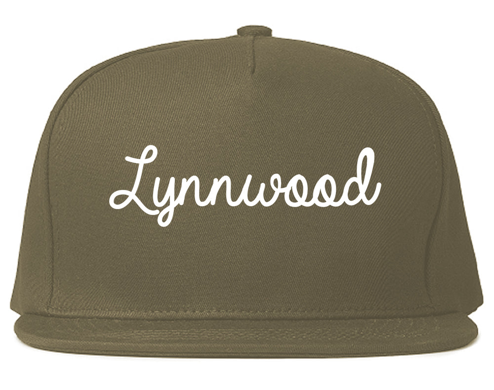 Lynnwood Washington WA Script Mens Snapback Hat Grey