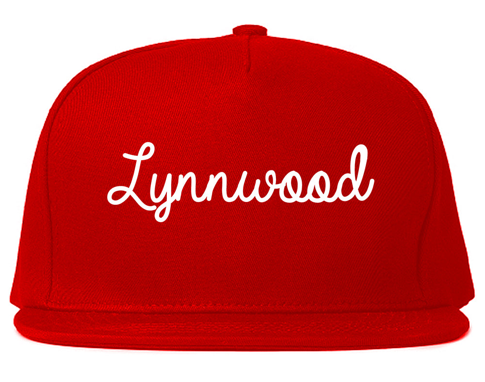 Lynnwood Washington WA Script Mens Snapback Hat Red