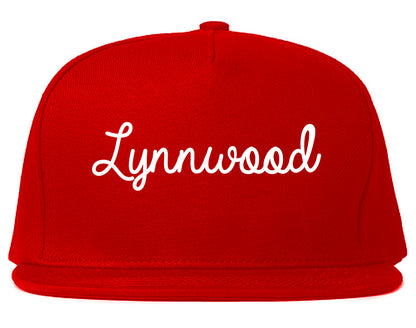 Lynnwood Washington WA Script Mens Snapback Hat Red