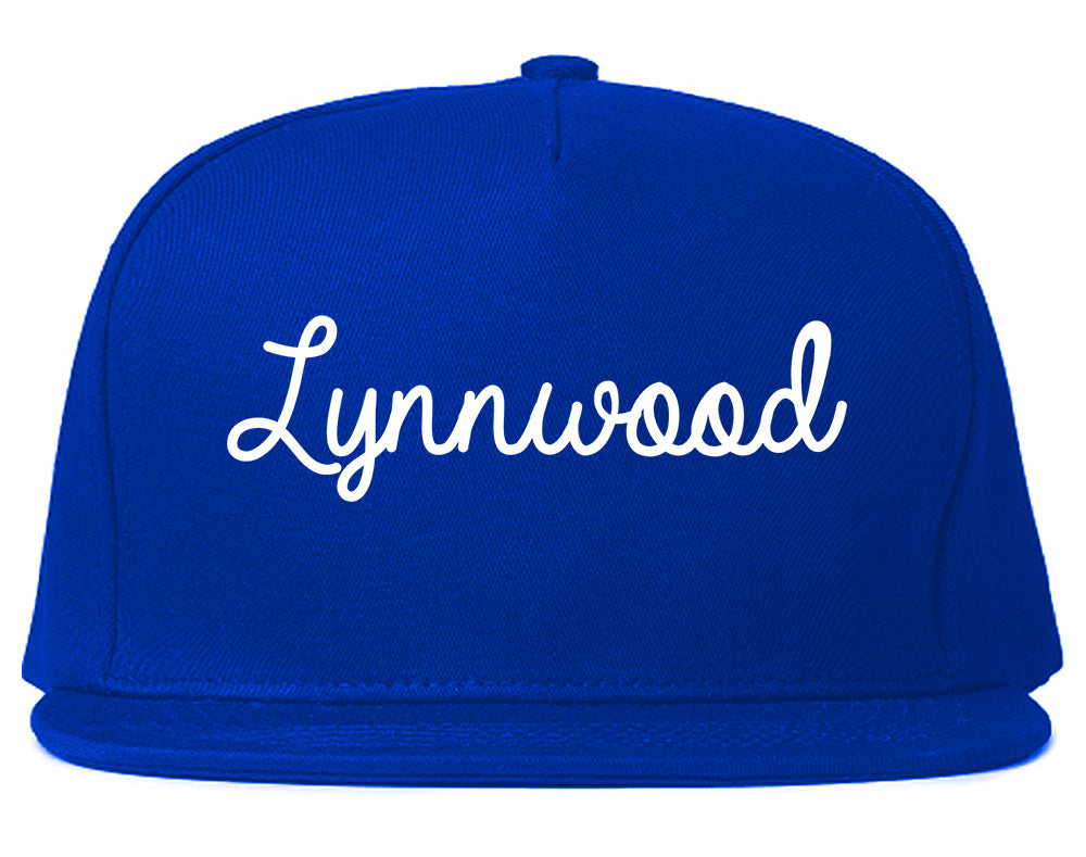 Lynnwood Washington WA Script Mens Snapback Hat Royal Blue