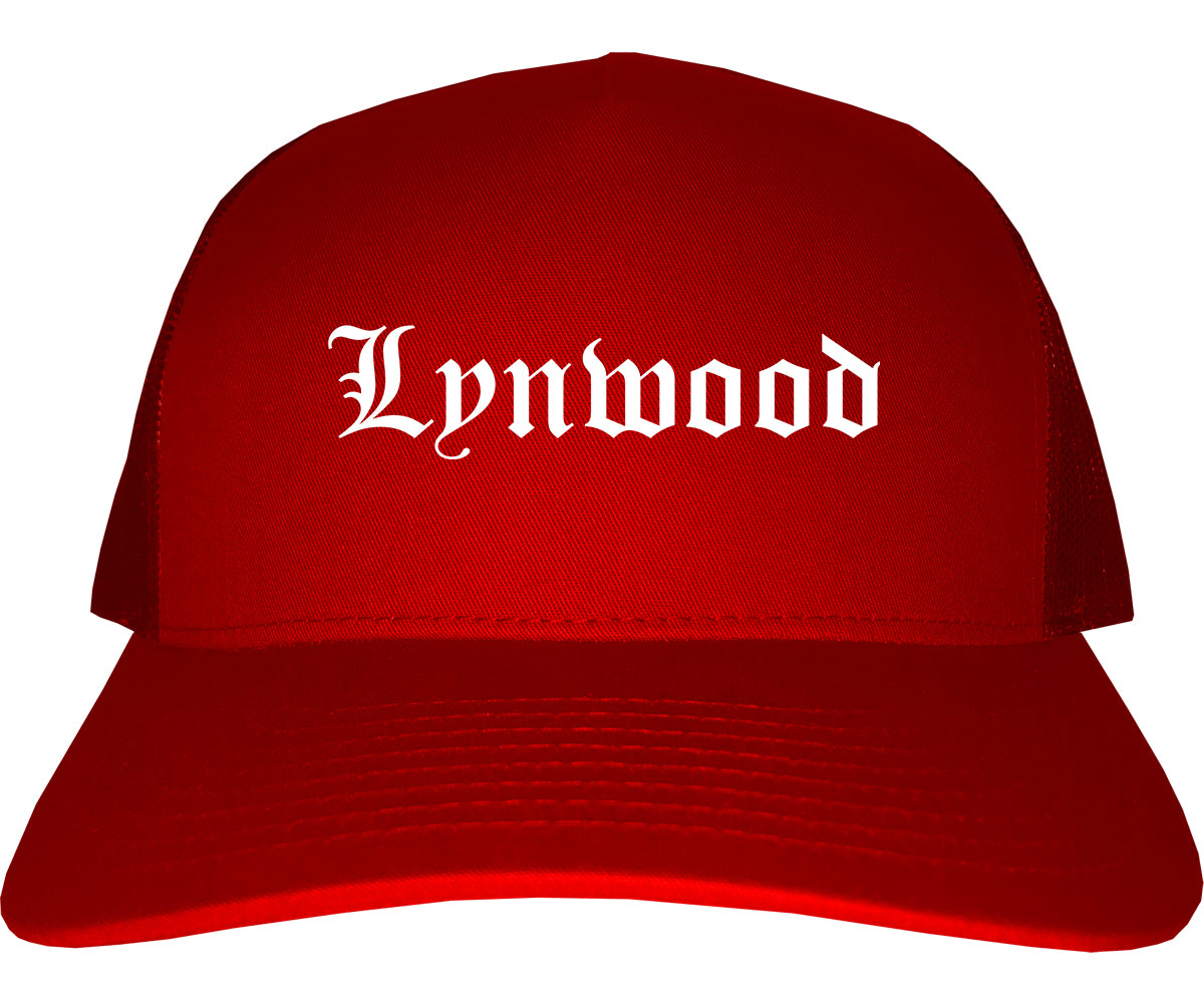 Lynwood California CA Old English Mens Trucker Hat Cap Red