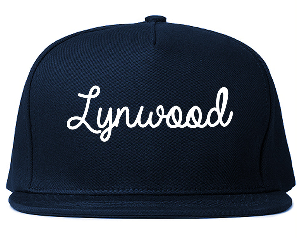 Lynwood California CA Script Mens Snapback Hat Navy Blue