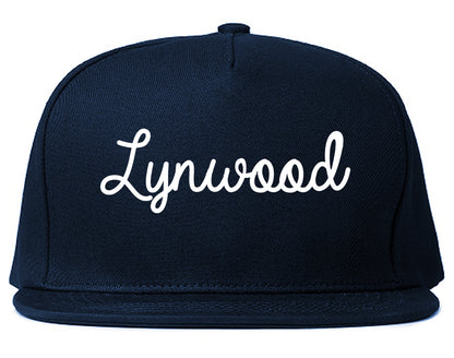 Lynwood California CA Script Mens Snapback Hat Navy Blue