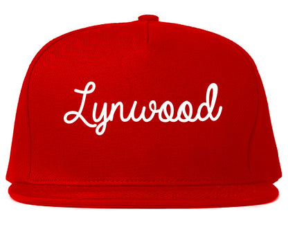 Lynwood California CA Script Mens Snapback Hat Red
