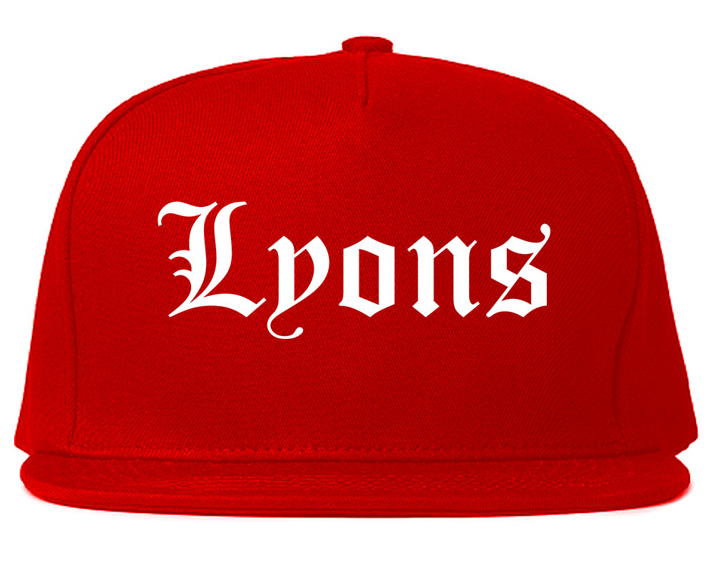 Lyons Georgia GA Old English Mens Snapback Hat Red