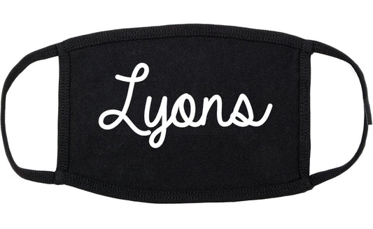 Lyons Georgia GA Script Cotton Face Mask Black