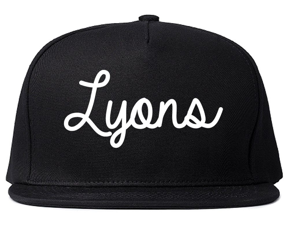 Lyons Georgia GA Script Mens Snapback Hat Black