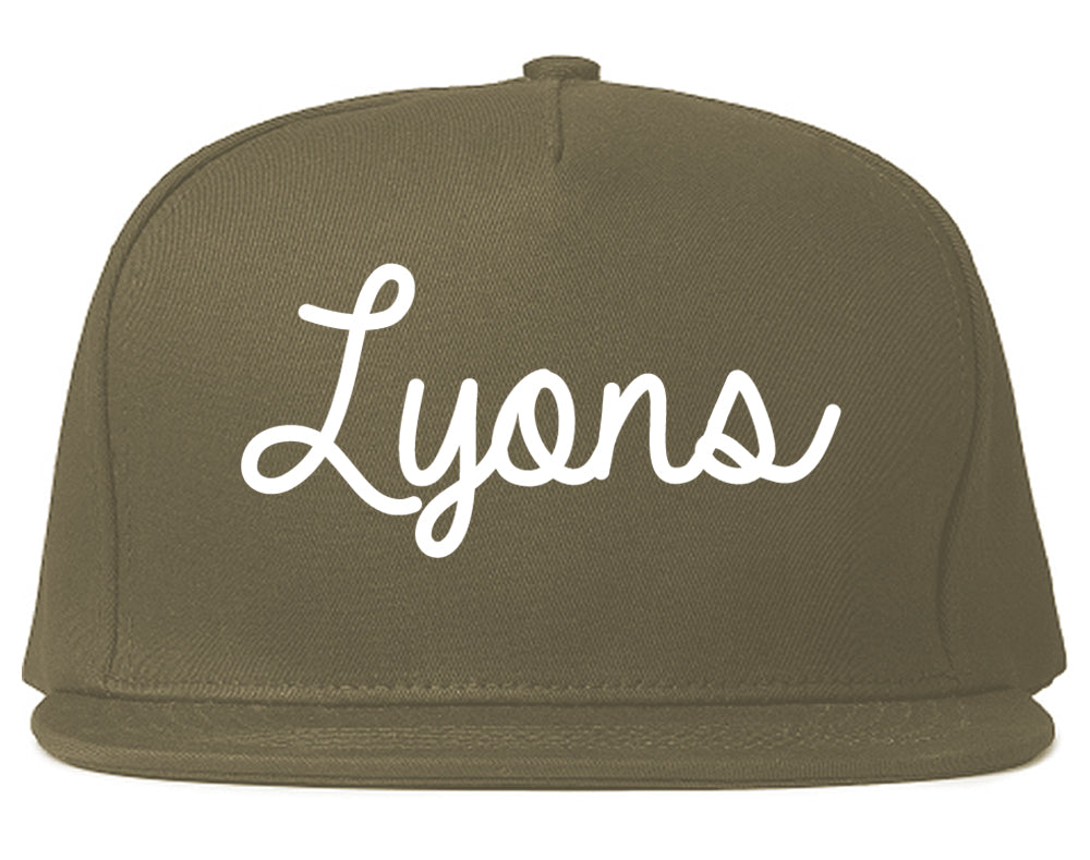 Lyons Georgia GA Script Mens Snapback Hat Grey