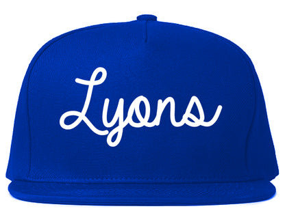 Lyons Georgia GA Script Mens Snapback Hat Royal Blue