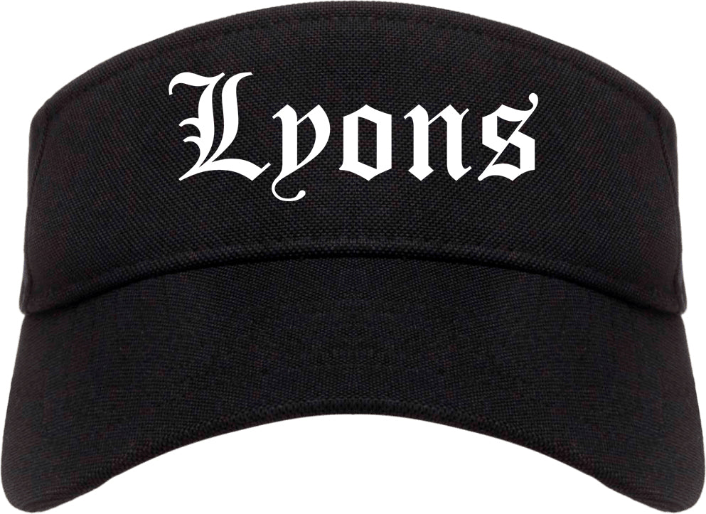Lyons Georgia GA Old English Mens Visor Cap Hat Black