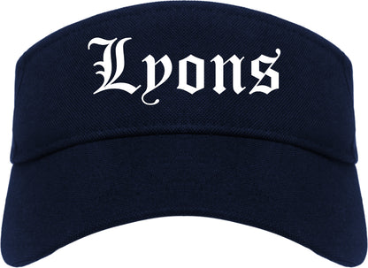 Lyons Georgia GA Old English Mens Visor Cap Hat Navy Blue