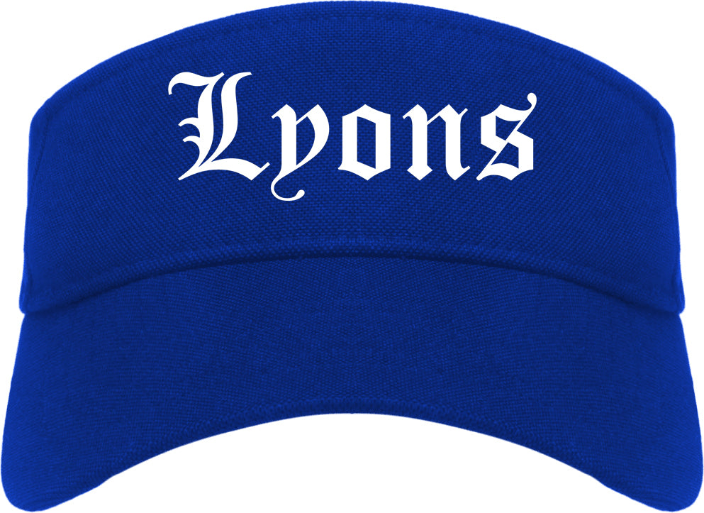 Lyons Georgia GA Old English Mens Visor Cap Hat Royal Blue