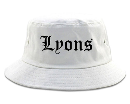 Lyons Georgia GA Old English Mens Bucket Hat White
