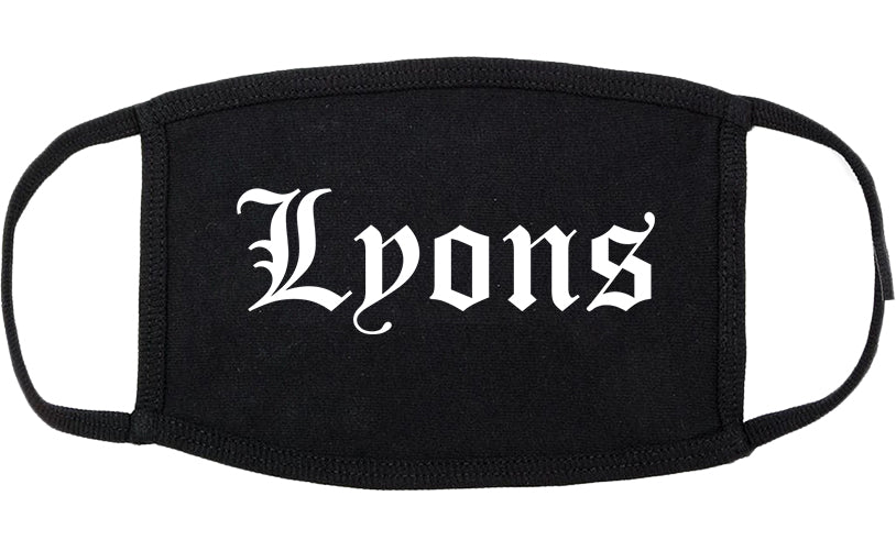 Lyons Illinois IL Old English Cotton Face Mask Black