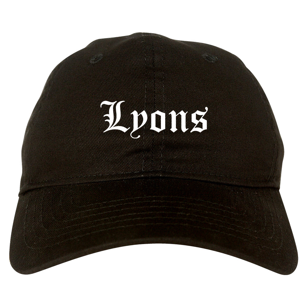 Lyons Illinois IL Old English Mens Dad Hat Baseball Cap Black