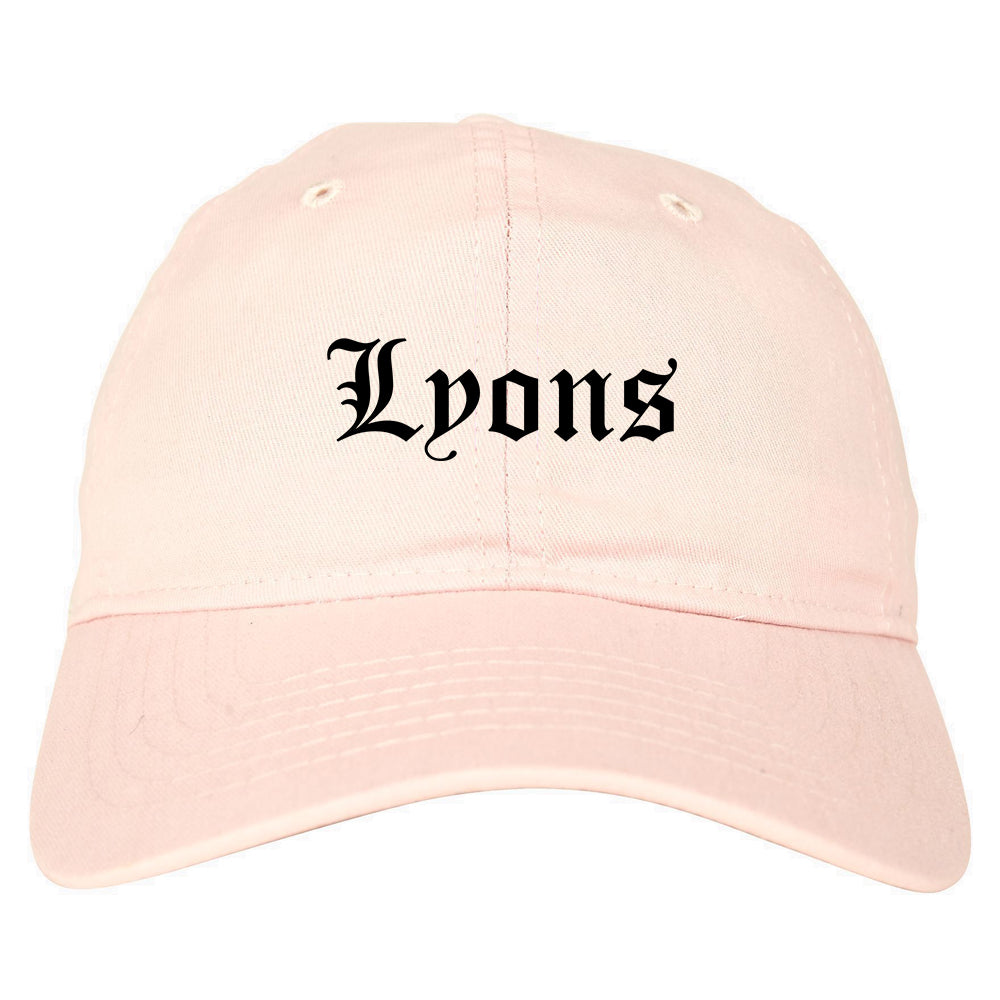 Lyons Illinois IL Old English Mens Dad Hat Baseball Cap Pink