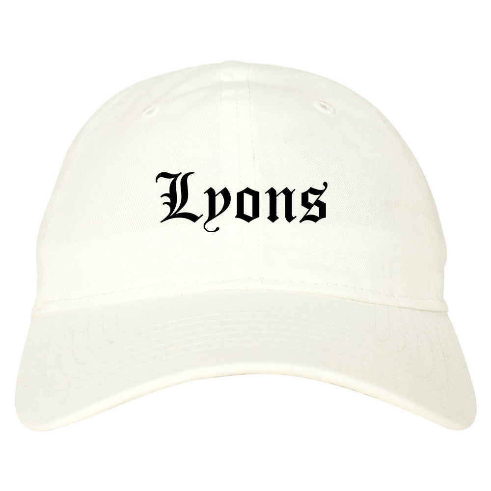 Lyons Illinois IL Old English Mens Dad Hat Baseball Cap White