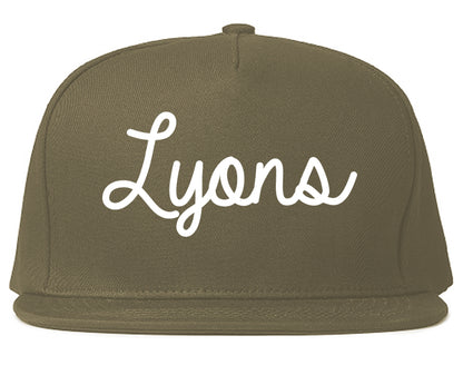 Lyons Illinois IL Script Mens Snapback Hat Grey