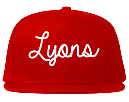 Lyons Illinois IL Script Mens Snapback Hat Red