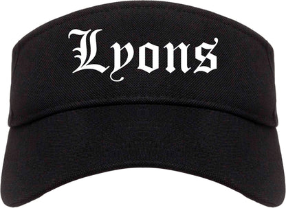 Lyons Illinois IL Old English Mens Visor Cap Hat Black