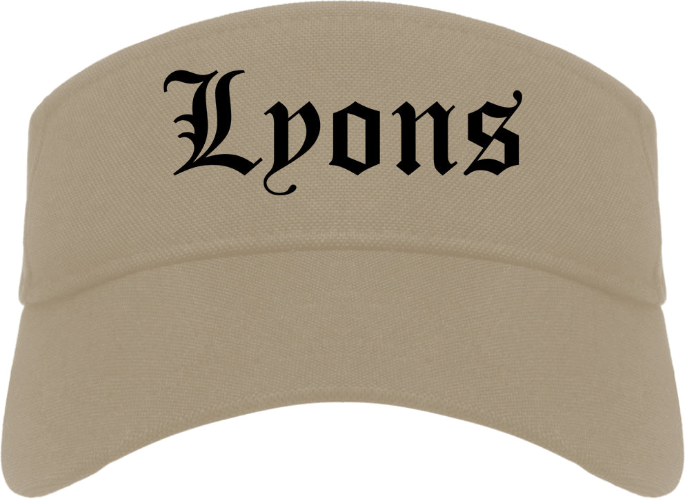 Lyons Illinois IL Old English Mens Visor Cap Hat Khaki