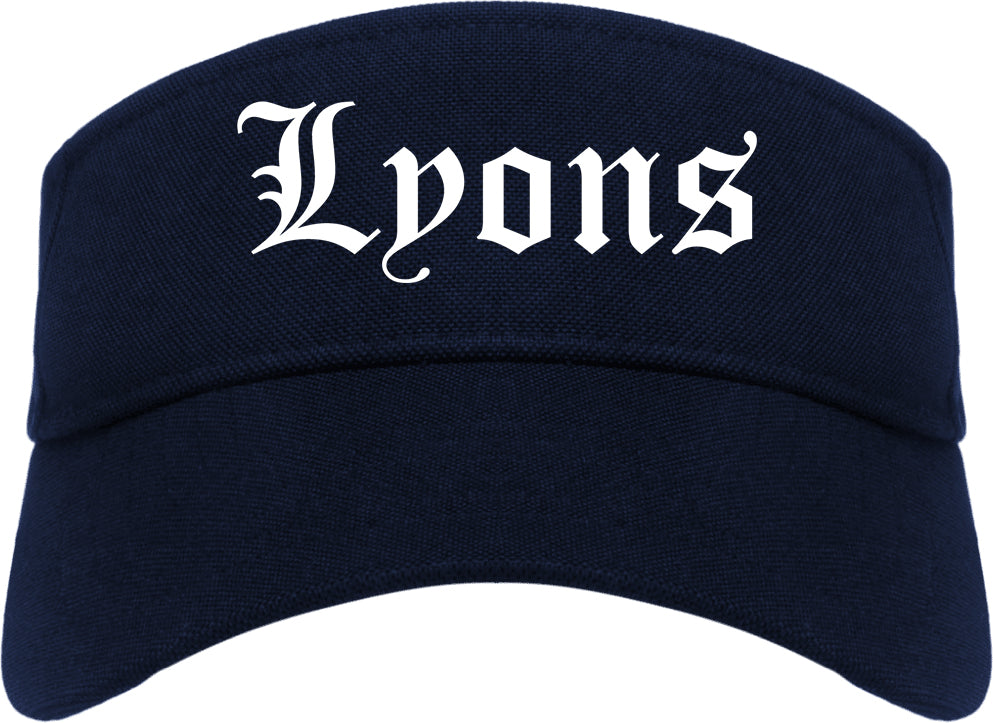 Lyons Illinois IL Old English Mens Visor Cap Hat Navy Blue