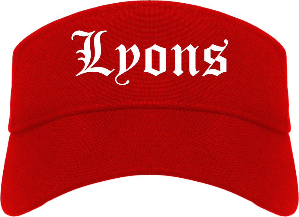 Lyons Illinois IL Old English Mens Visor Cap Hat Red
