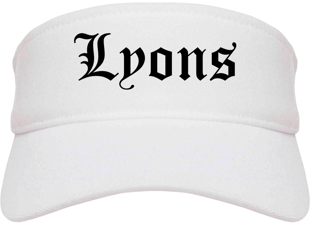 Lyons Illinois IL Old English Mens Visor Cap Hat White