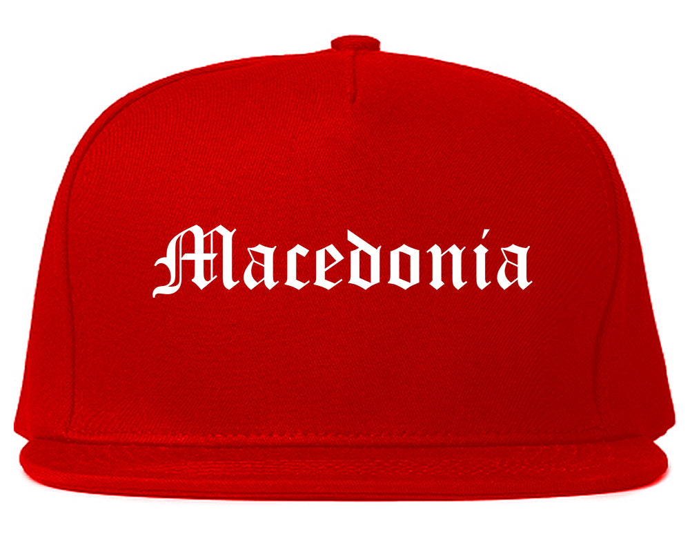 Macedonia Ohio OH Old English Mens Snapback Hat Red