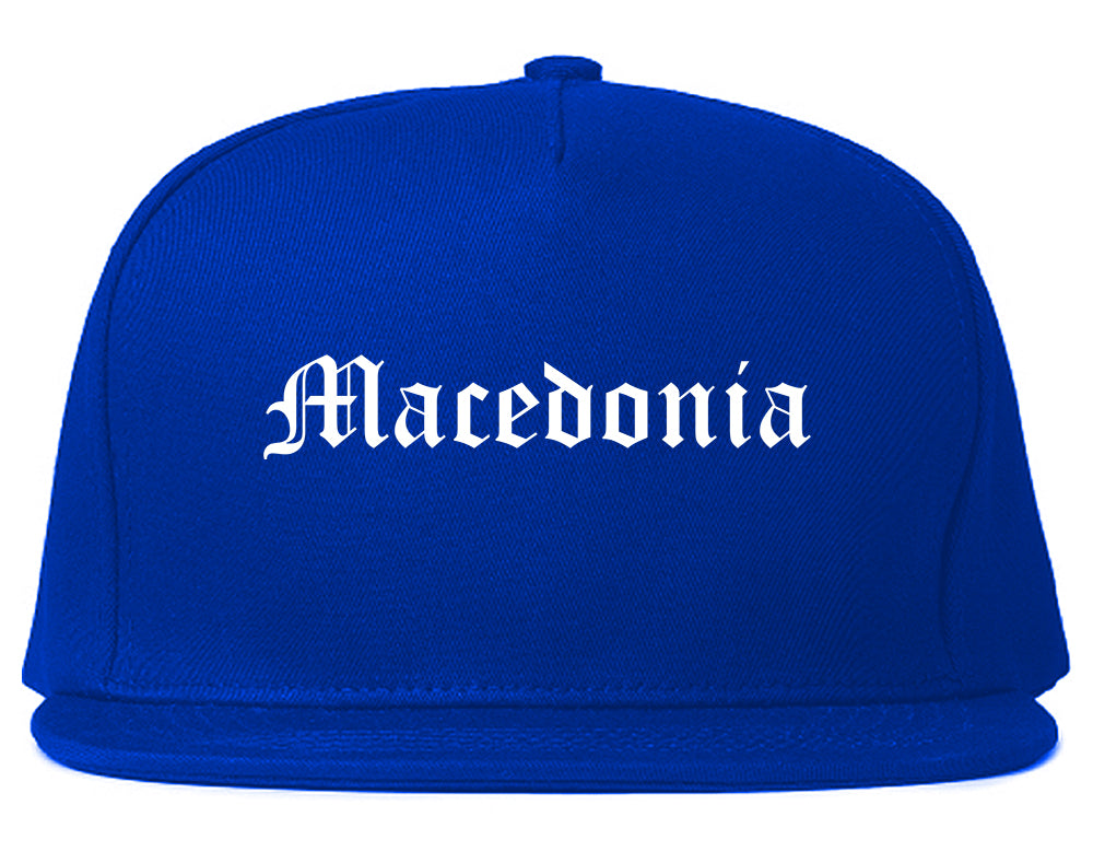 Macedonia Ohio OH Old English Mens Snapback Hat Royal Blue