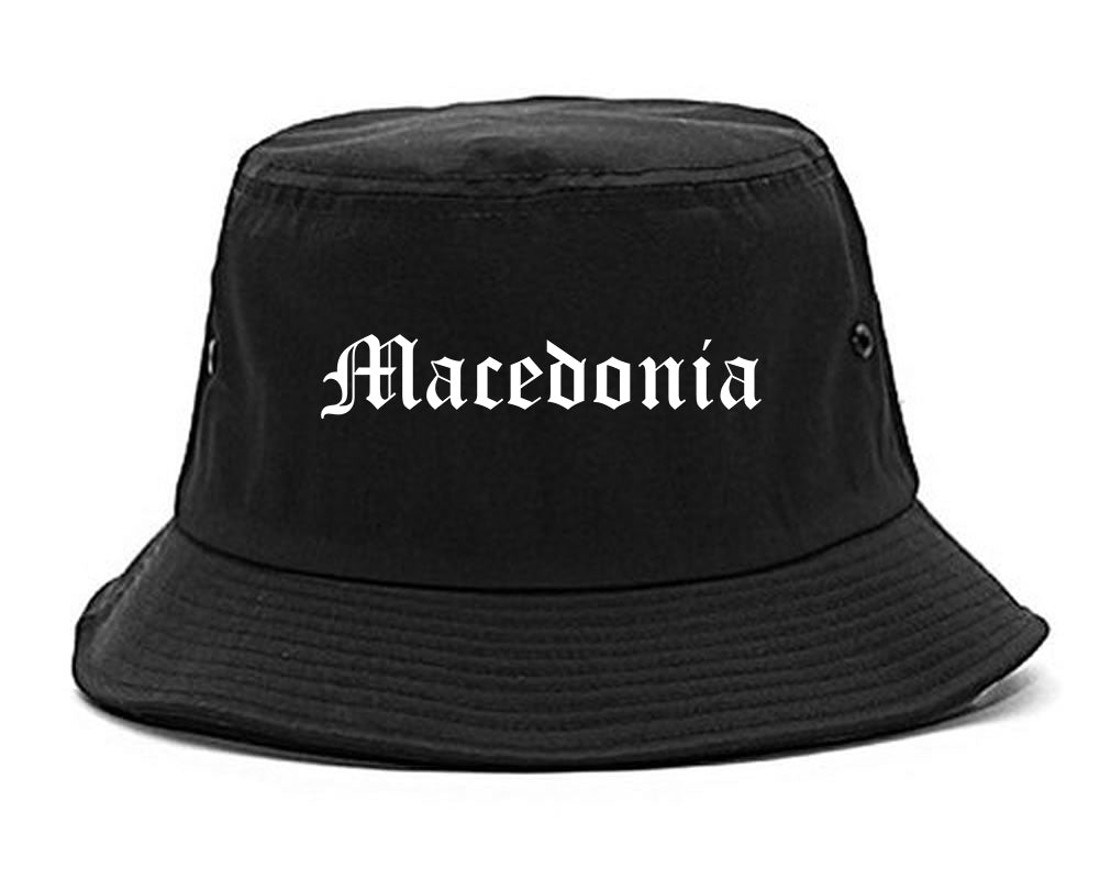 Macedonia Ohio OH Old English Mens Bucket Hat Black