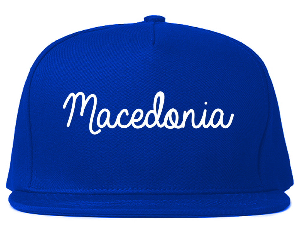 Macedonia Ohio OH Script Mens Snapback Hat Royal Blue