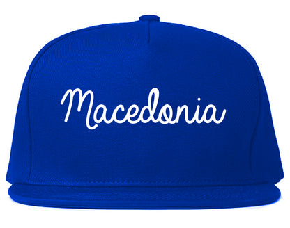 Macedonia Ohio OH Script Mens Snapback Hat Royal Blue
