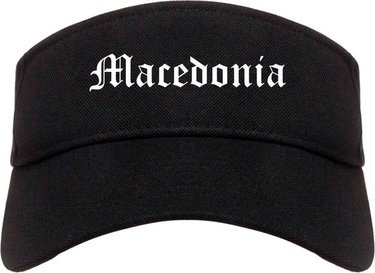 Macedonia Ohio OH Old English Mens Visor Cap Hat Black