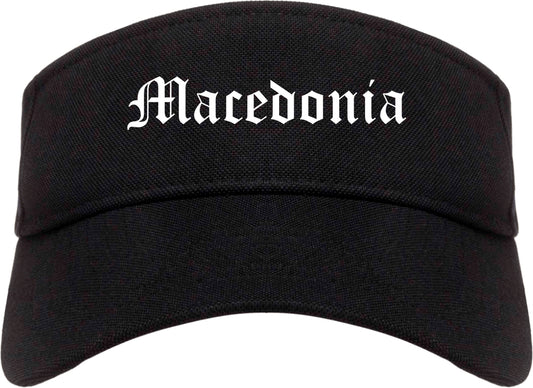 Macedonia Ohio OH Old English Mens Visor Cap Hat Black