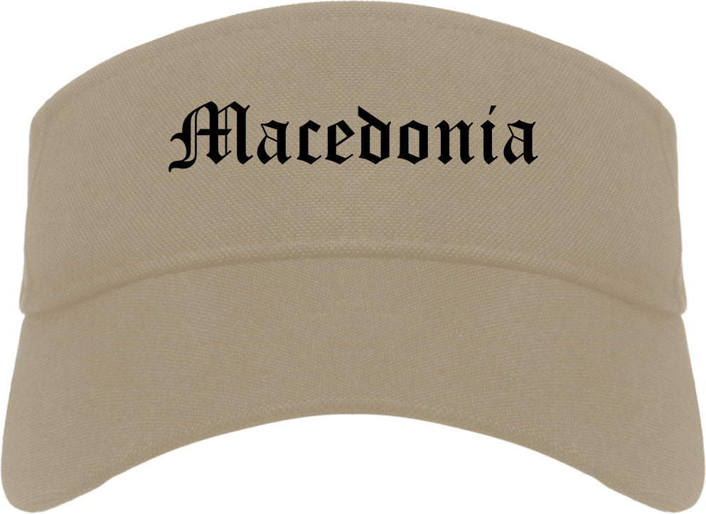 Macedonia Ohio OH Old English Mens Visor Cap Hat Khaki