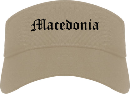 Macedonia Ohio OH Old English Mens Visor Cap Hat Khaki