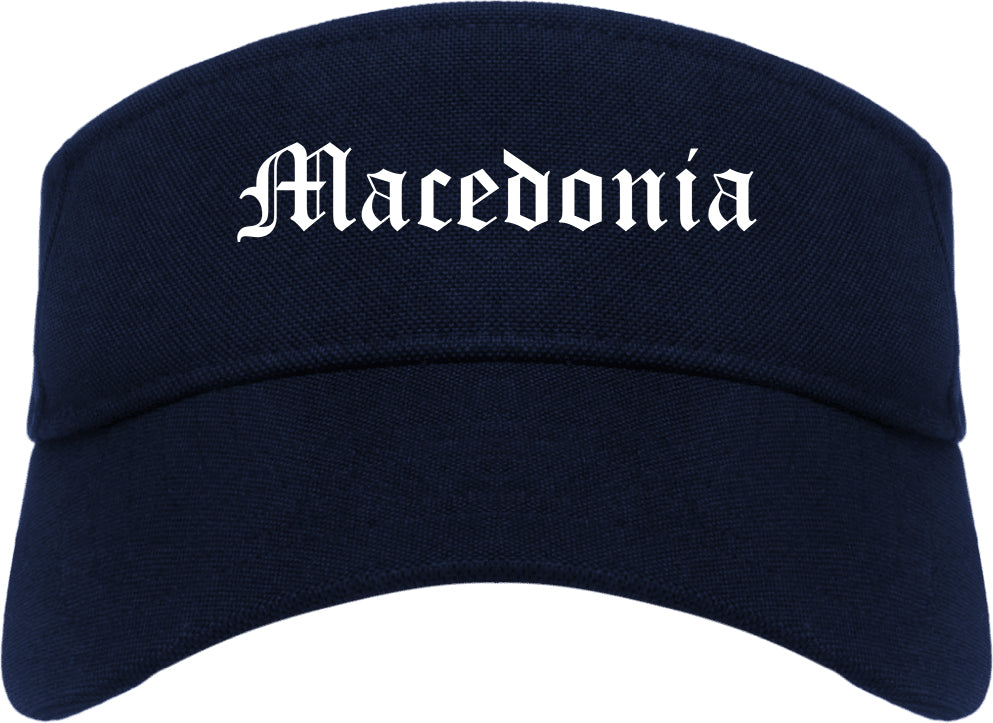 Macedonia Ohio OH Old English Mens Visor Cap Hat Navy Blue