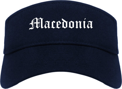 Macedonia Ohio OH Old English Mens Visor Cap Hat Navy Blue