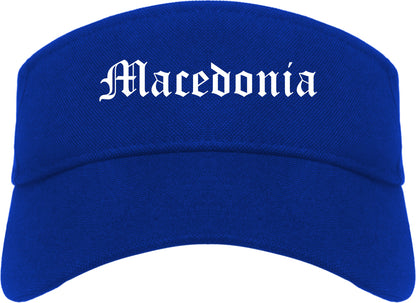 Macedonia Ohio OH Old English Mens Visor Cap Hat Royal Blue