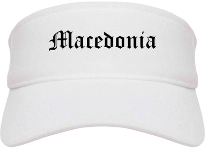 Macedonia Ohio OH Old English Mens Visor Cap Hat White