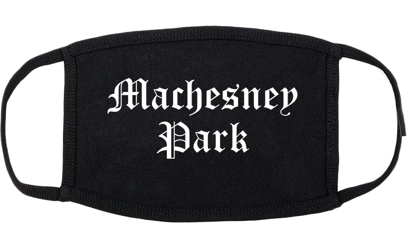 Machesney Park Illinois IL Old English Cotton Face Mask Black