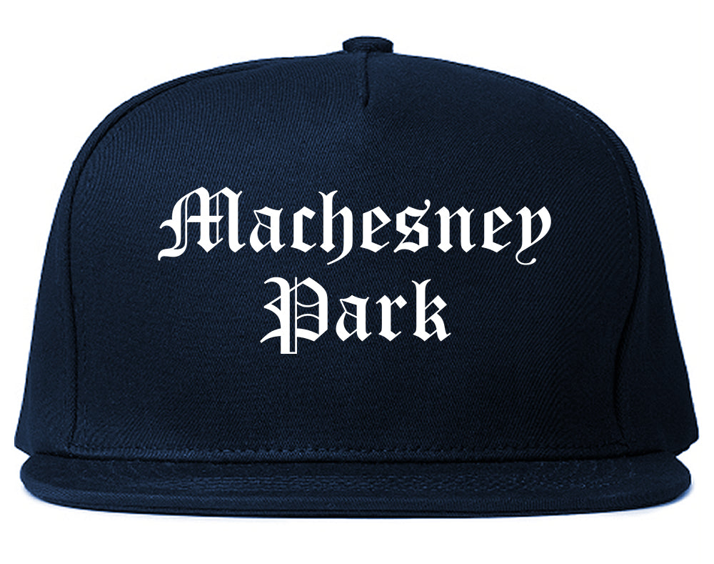 Machesney Park Illinois IL Old English Mens Snapback Hat Navy Blue