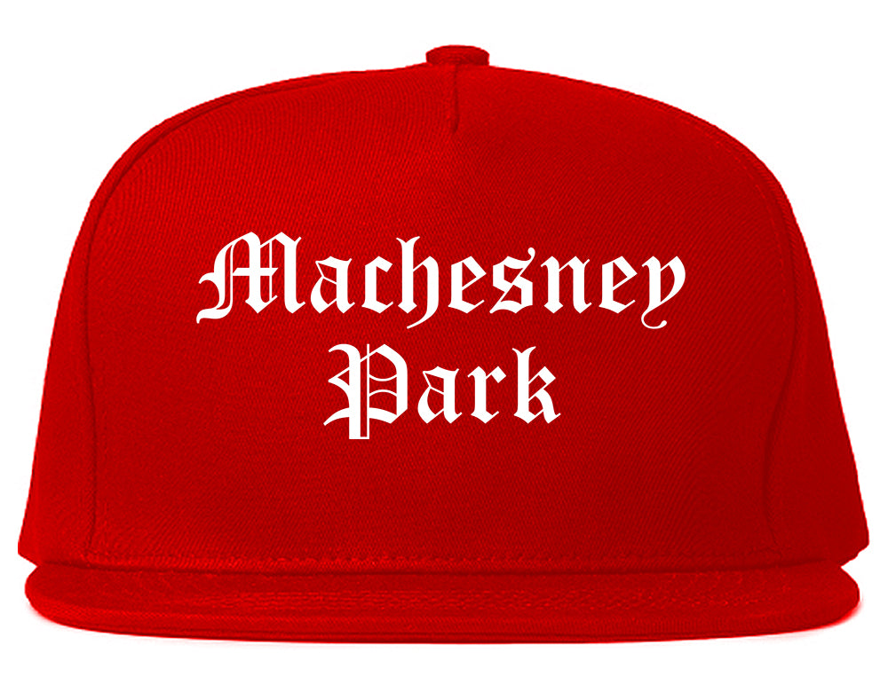 Machesney Park Illinois IL Old English Mens Snapback Hat Red