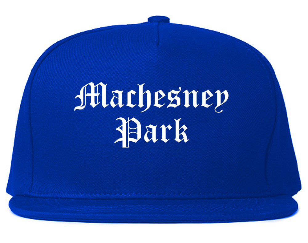 Machesney Park Illinois IL Old English Mens Snapback Hat Royal Blue