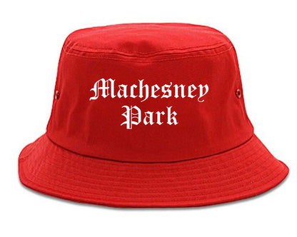 Machesney Park Illinois IL Old English Mens Bucket Hat Red