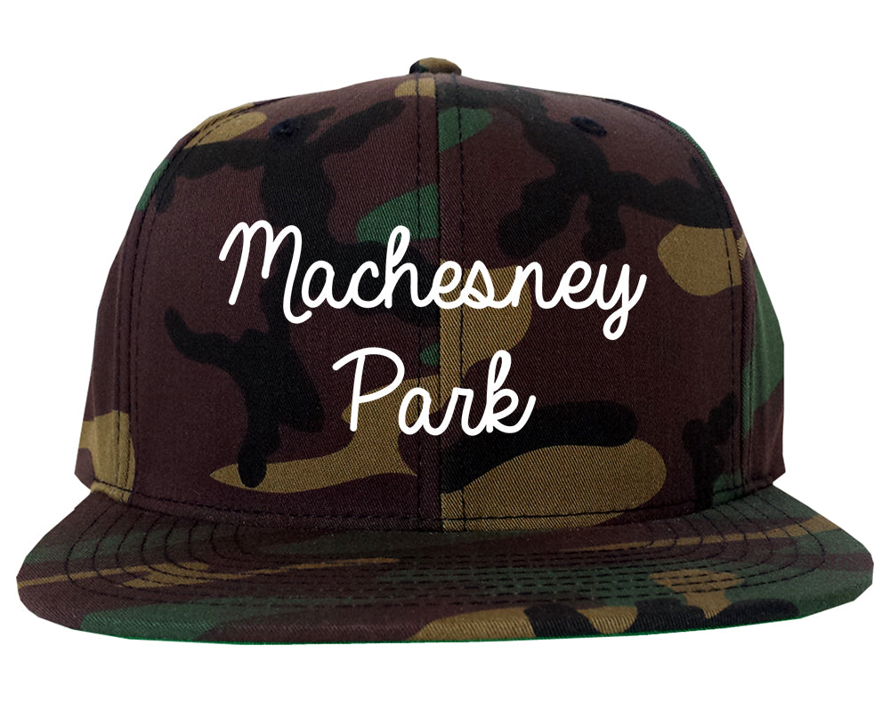 Machesney Park Illinois IL Script Mens Snapback Hat Army Camo