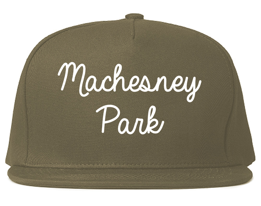Machesney Park Illinois IL Script Mens Snapback Hat Grey