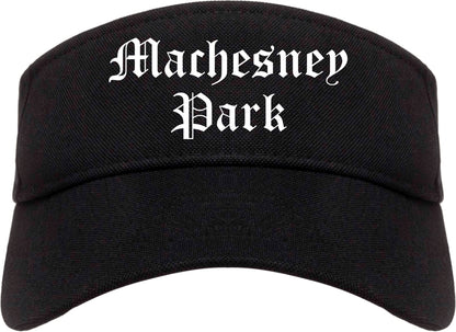 Machesney Park Illinois IL Old English Mens Visor Cap Hat Black